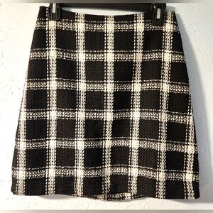 *NWT* Banana Republic Black & White Plaid Wool Blend Mini Skirt - Women's 0 Tall